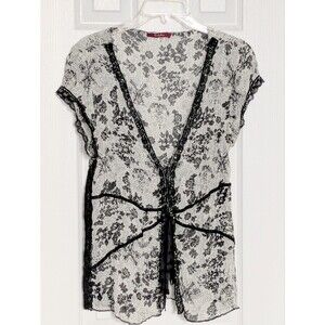 One by One Women's Sleeveless Lightweight Flowy Blouse Vest w/Sequins & Lace